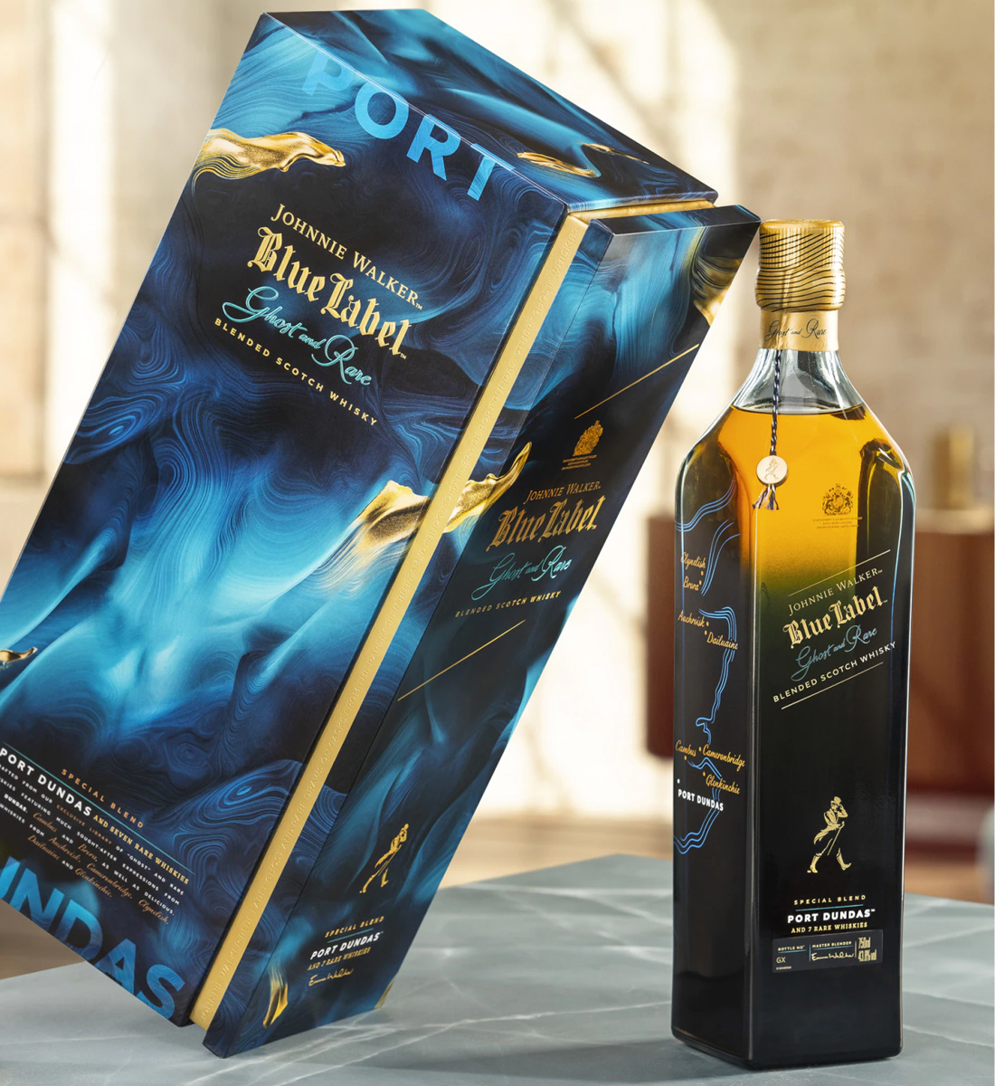 Johnnie Walker Blue Label Ghost and Rare Glenury Royal Special Blend Scotch Whisky 1L